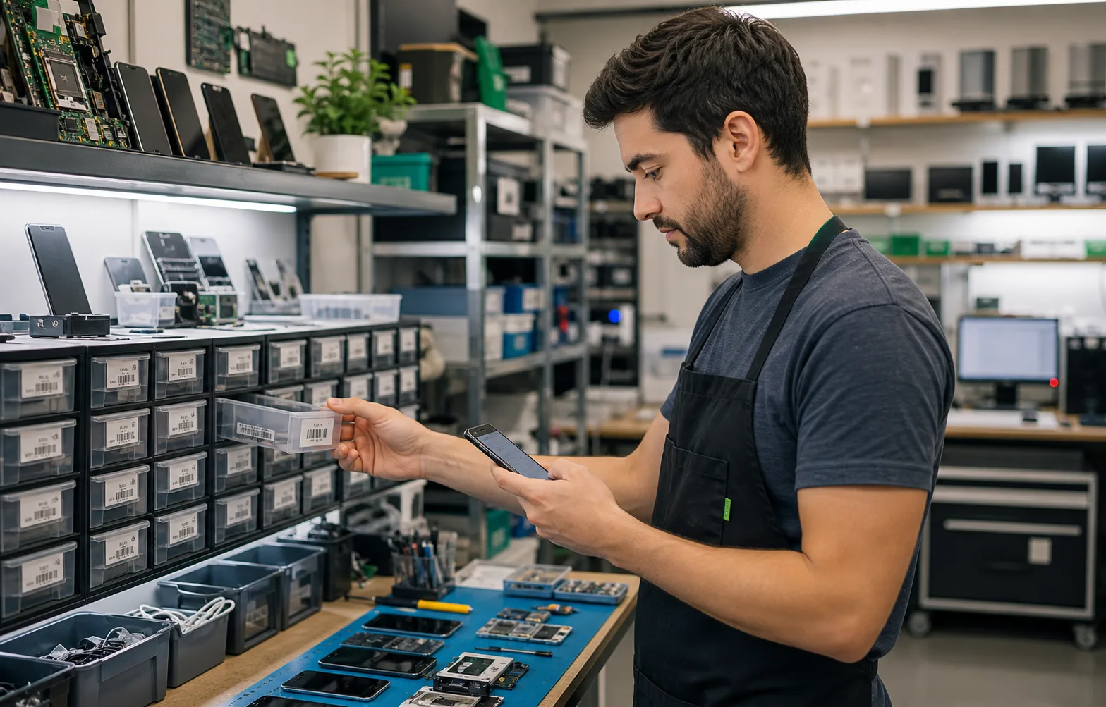 Electronics repair inventory app inventory scanning workflow